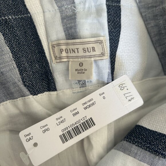 J.Crew Women's Point Sur Linen Paper Bag Pants - Size 0, Blue Stripes - Picture 3 of 4